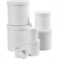 Ronde dozen, rond, d: 7+9 +12+14,5 +17+19,5 +22 cm, h: 7,5+10,2 +12,7+15,2 +17,7+20,2 +22,7 cm, wit, 7stuks [HOB-50438]