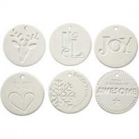 Ornamenten om te hangen, afm 7x7 cm, dikte 0,6 cm, wit, 6stuks [HOB-504940]
