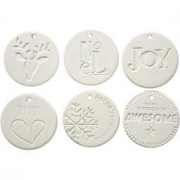 Hangende decoraties, afm 7x7 cm, dikte 0,6 cm, wit, 24stuks [HOB-50494]
