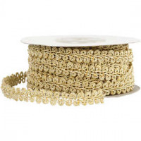 Decoratief gevlochten lint, b: 10 mm, goud, 10m [HOB-51325]