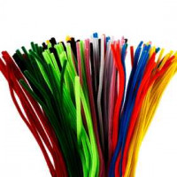 Chenille draad, dikte 6 mm, l: 45 cm, diverse kleuren, 200div [HOB-51342]