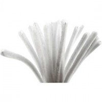 Chenille draad, dikte 9 mm, l: 30 cm, wit, 25stuks [HOB-51609]