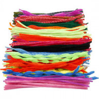 Chenille draad, dikte 5-12 mm, l: 30 cm, diverse kleuren, 500div [HOB-51610]