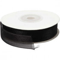 Organza lint, b: 15 mm, zwart, 20m [HOB-52124]
