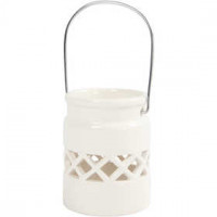 Lantern, H: 8 cm, D: 6.2 cm, 2 pcs, white [HOB-555190]