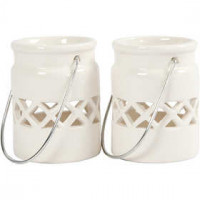 Lantern, H: 8 cm, D: 6.2 cm, 6 pcs, white [HOB-55519]