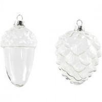 Glazen ornamenten, d: 5,5+7,5 cm, h: 9,5+10,5 cm, transparant, 4stuks [HOB-55903]