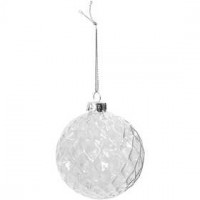 Glazen facet bal, d: 7,8 cm, transparant, 4stuks [HOB-55929]