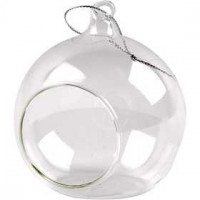 Glas ornament met opening, d: 8 cm, 6stuks [HOB-55950]