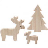 Rendieren met kerstboom, h: 6+12+15 cm, diepte 1,5 cm, Keizerin boom, 1set [HOB-56236]