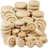 Houten wielen, d: 24+30+42+50 mm, dikte 8+10+11+14 mm, china berry, 4x40stuks [HOB-56480]