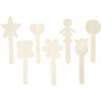 Lolliestokjes met vormen, h: 15 cm, berkehout, 7stuks [HOB-564862]