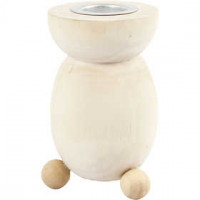 Candle Light Holder, H: 8.5 cm, D: 5.4 cm, 1 pc, poplar wood [HOB-56932]