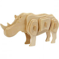 3D Puzzel, neushoorn, afm 16x4x8 cm, triplex, 1stuk [HOB-57864]