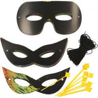 Kras maskers, h: 7 cm, b: 18 cm, neon kleuren, zwart, 60stuks [HOB-59251]