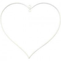 Metalen draadvorm, hart, afm 13x13 cm, dikte 25 mm, wit, 10stuks [HOB-59347]