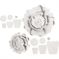 Papieren bloemen, wit, d: 15+25 cm,  230 gr, 2stuks [HOB-599901]