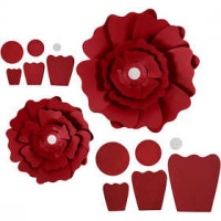 Papieren bloemen, rood, d: 15+25 cm,  230 gr, 2stuks [HOB-599903]
