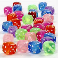 Dobbelstenen mix, afm 7x7 mm, gatgrootte 1,5 mm, 105 gr, 125ml [HOB-617860]
