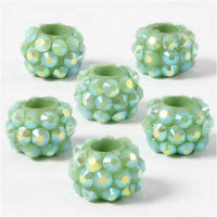Strassteen links, afm 9x13 mm, gatgrootte 5 mm, groen, 6stuks [HOB-68670]