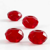 Facetglas links, afm 9x14 mm, gatgrootte 4 mm, rood, 4stuks [HOB-68948]