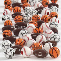 Sport kralen, afm 11-15 mm, gatgrootte 3-4 mm, kleuren assorti, 45gr, circa 55 stuk [HOB-689840]