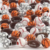 Sport kralen, afm 11-15 mm, gatgrootte 3-4 mm, kleuren assorti, 270gr, circa 220 stuk [HOB-68984]
