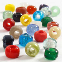 Glaskralen mix, d: 9 mm, gatgrootte 2,5-3 mm, diverse kleuren, 75gr [HOB-692801]