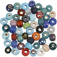 Glaskralen mix, d: 9 mm, gatgrootte 2,5-3 mm, diverse kleuren, 500gr [HOB-69280]