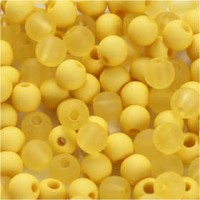 Plastic Kralen, d: 6 mm, gatgrootte 2 mm, geel, 40gr, circa 150 stuk [HOB-69589]