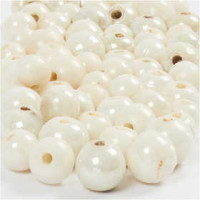 Luster kralen, afm 6+8+10 mm, gatgrootte 2,5 mm, wit, 300gr [HOB-69748]