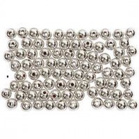 Kralen, d: 4 mm, gatgrootte 0,7 mm, zilver, 150stuks [HOB-698341]