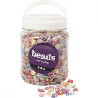 Pastel mix, afm 9-12 mm, gatgrootte 1,2 mm, pastelkleuren, 500 gr, 700ml, circa 1600 stuk [HOB-69980]