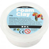 Foam Clay®, wit, glitter, 35gr [HOB-78813]