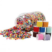 Emmer met plastic kralen & elastiek, 1set [HOB-99658]
