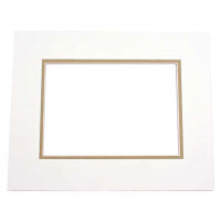 Passepartout Dubbeldik Ivoor/Olijfgroen 20,3x25,4cm met 11,8x16,8cm Venster (10 stuks) [MD20017]