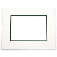 Passepartout Dubbeldik Wit/Donker Groen 27,9x35,6cm met 20,6x27cm Venster (10 stuks) [MD20211]