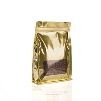 Shimmer Gold Box Bottom Zipper Pouches w/Window 12.7 x 4.4 x 16.5cm (100 Pieces) [SQMS3SG]  