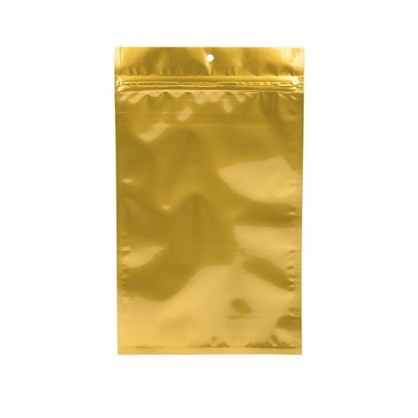 Gold Metallized Hanging Zipper Barrier Bags 7.6 x 11.4 cm (100 Pieces) [HZBB3MG]