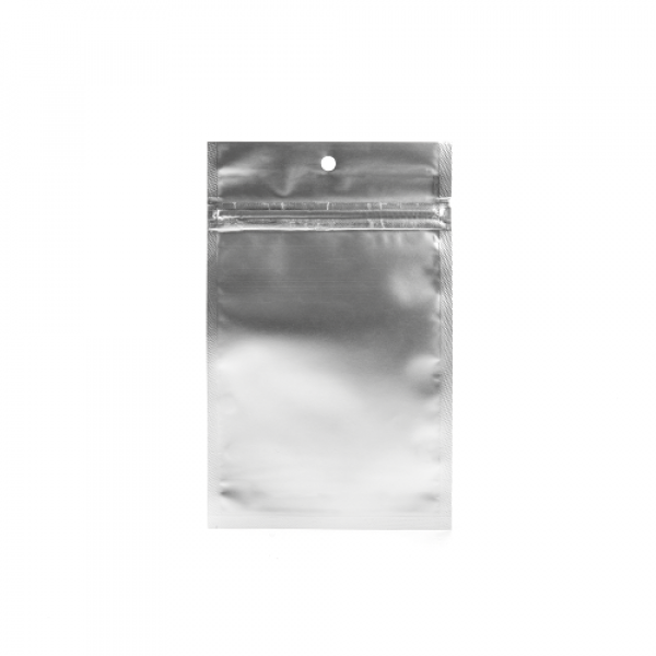 Silver Metallized Hanging Zipper Barrier Bags 9.2 x 12.7 cm (100 Pieces) [HZBB4MS]