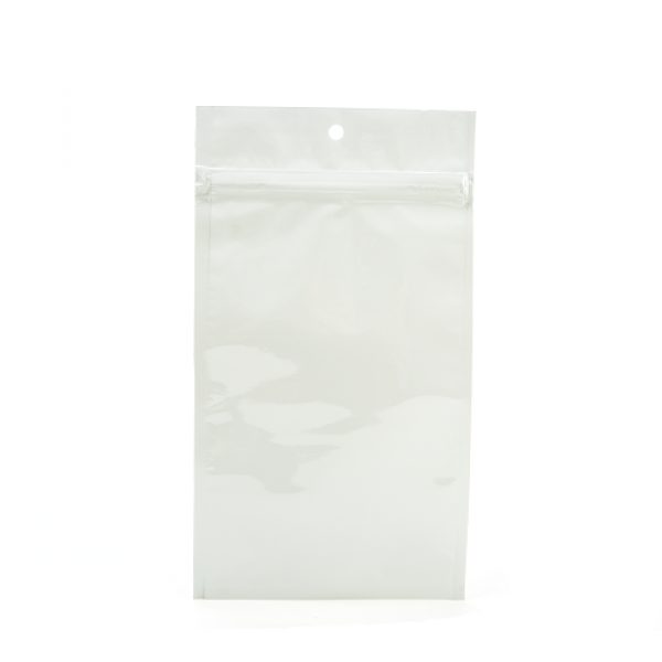 White Metallized Hanging Zipper Barrier Bags 9.2 x 12.7 cm (100 Pieces) [HZBB4MW]